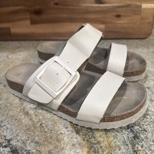 Bjorndal Beige Sandals Size 8 Leather Cork Slides